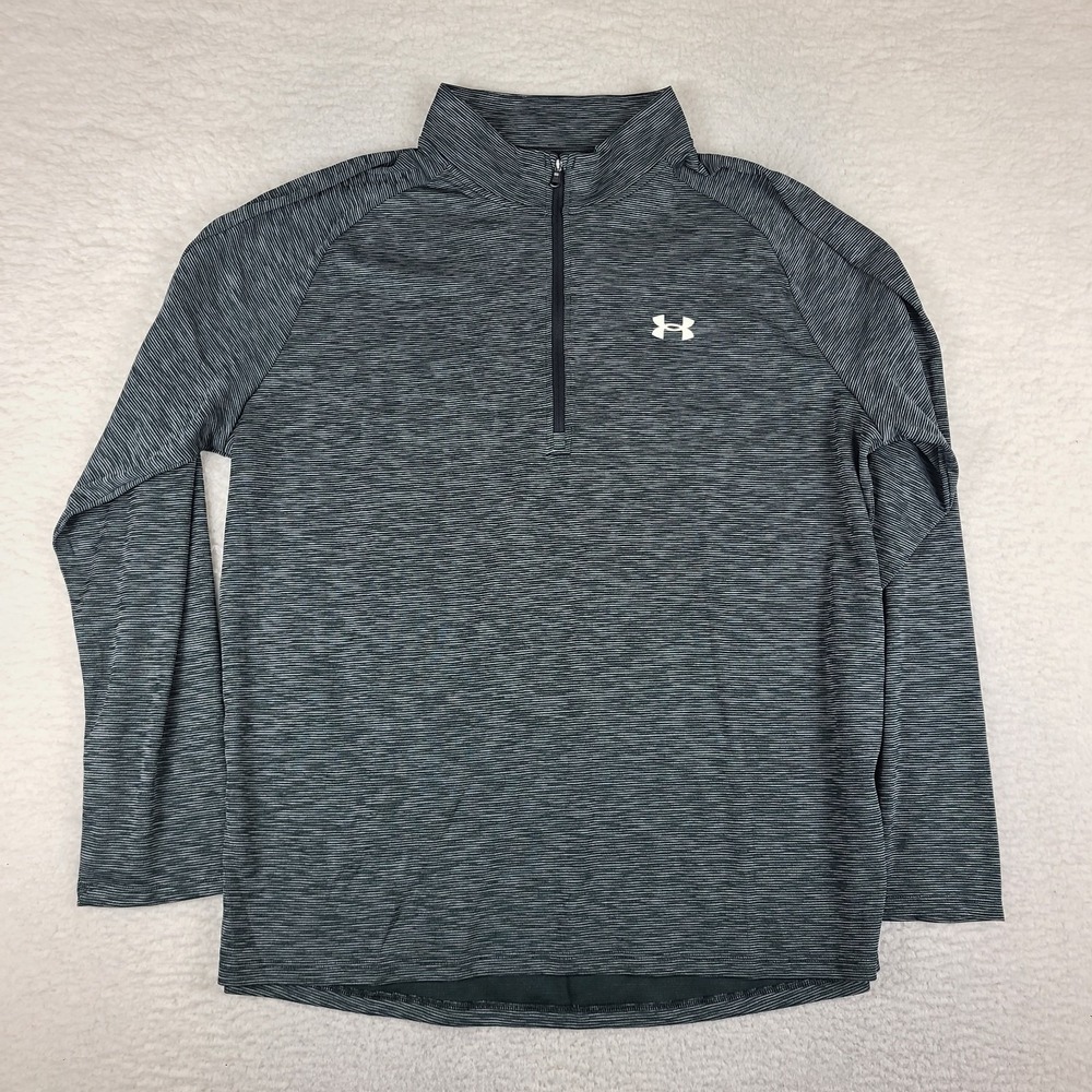Under Armour Sweater Mens 2XL XXL Black Gray Heathered Loose The Tech Tee